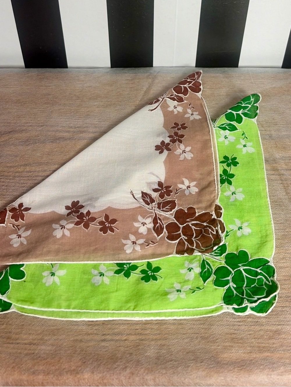 Vtg 60s Cotton Hankie Handkerchief Blue W/Pink Peonies Scalloped Edge 12”